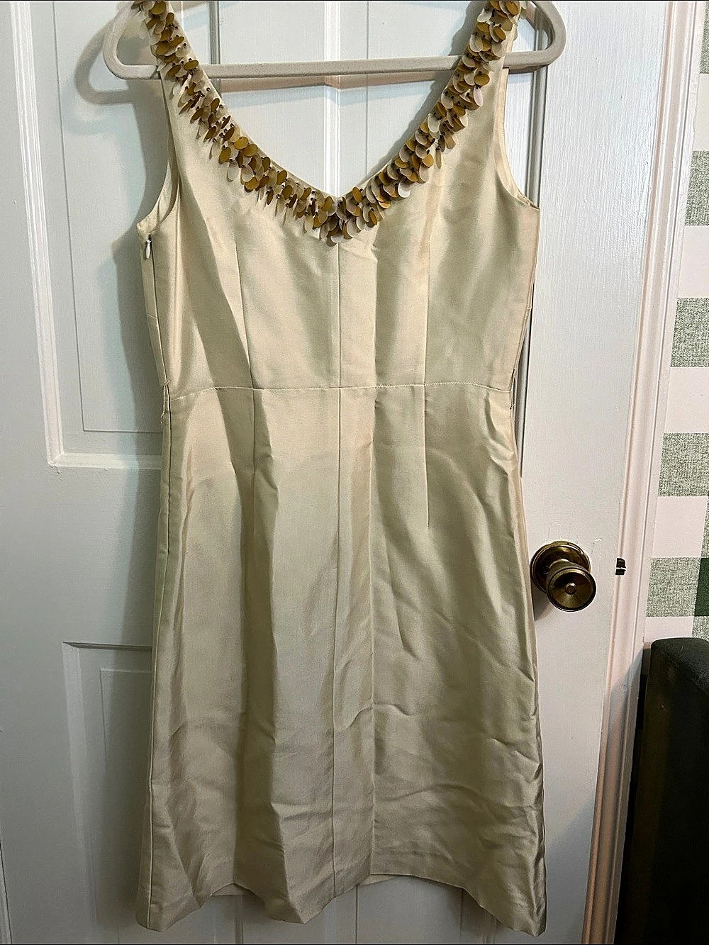 NWT Vintage Banana Republic Factory Cream 100% Silk Dress Size 6